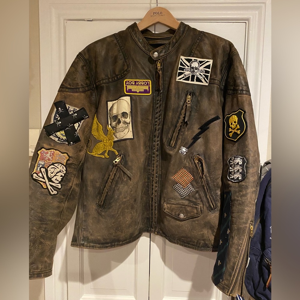 Polo Ralph Lauren Black Motorcycle Leather Jacket XXL / 2XL